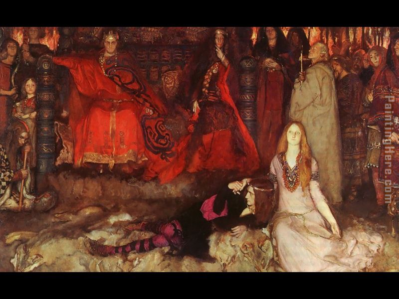 Hamlet Play Scene painting - Edwin Austin Abbey Hamlet Play Scene art painting